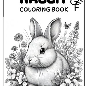 Rabbit bunny Coloring Book - Over 25 images - digital download