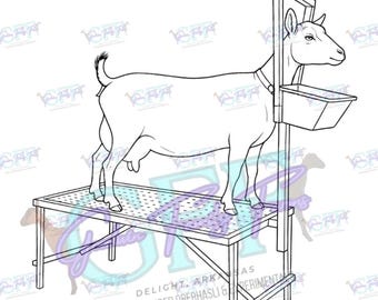Dairy milk goat on stand svg clipart image