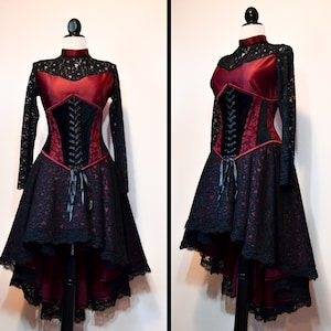 Black and red lace gothic dress with corset