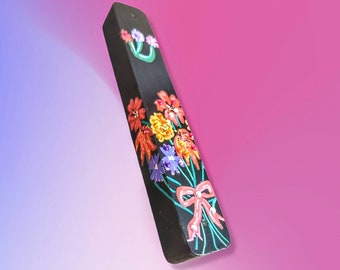 Hand-Painted Floral Mezuzah Case, Unique Judaica Gift