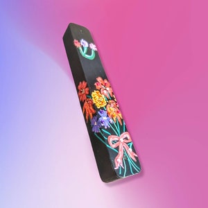 Hand painted Mezuzah Case Judaica flowers Unique Gift Housewarming bat bar mitzvah new baby home wood