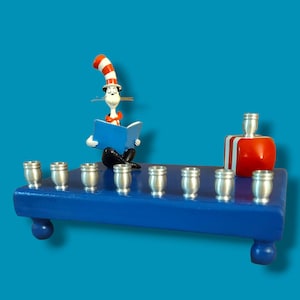 Dr. Seuss Cat in the Hat Collector menorah Judaica Unique gift