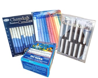 Chanukkah Hanukkah Candles Rainbow Candles Blue Candles Black and White Candles Menorah Kosher Israel Rainbow