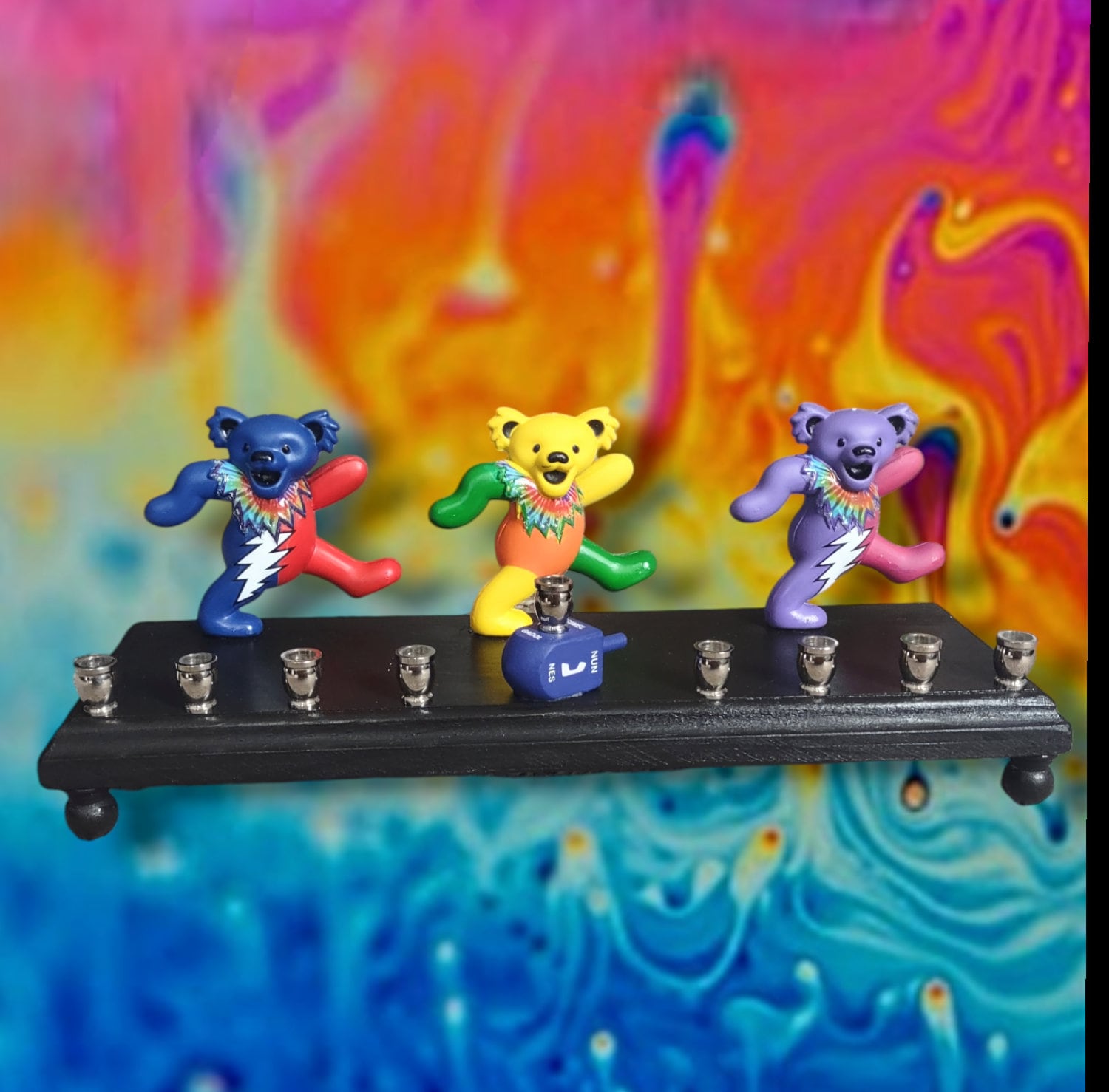 Grateful Dead Dancing Bears Collectible Menorah Judaica Hanukkiah