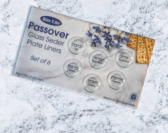 Passover Glass Seder Plate Liners Set of Six