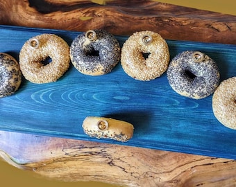 Real Bagel Menorah, Bagel Lover's, Everything Bagel, Funny Menorah, Just be a Rock, Menorahs for Chanukah, Judaica, Jewish Food Humor