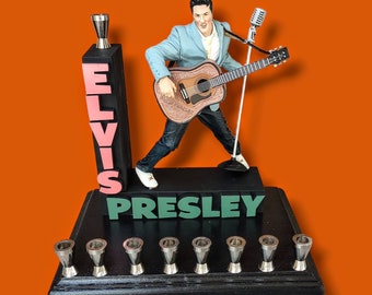 The King, Elvis Presley Collector, Hanukah Menorah Candle Holder Judaica