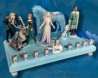 Frozen Menorah Princess Menorah Classic Disney Judaica Hanukkiah Anna and Elsa