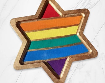Rainbow Pride Hardwood Hand Painted Decorative Plate