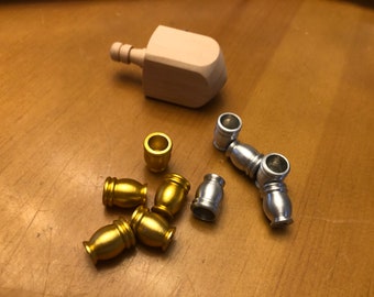 DIY Menorah Candle Cups Dreidel Make Your Own Wood Silver Gold Aluminum cups with screws