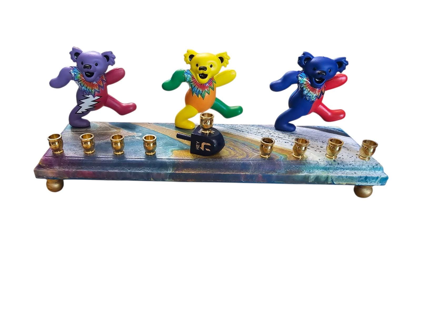Grateful Dead Dancing Bears Collectible Menorah Judaica Hanukkiah