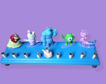 Monsters Inc Menorah Chanukah Judaica Hanukkiah Repurposed Toy Figures Sully Mike Lebowski Boo