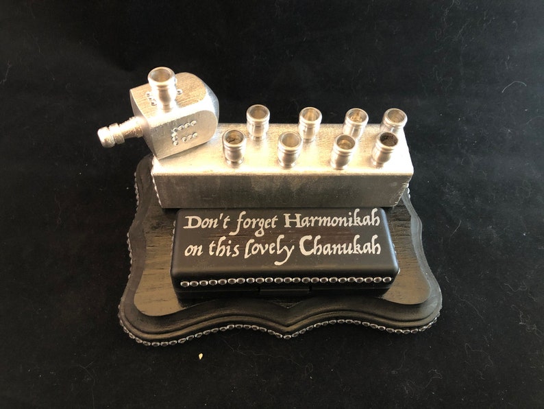 Harmonikkah Menorah Judaica Jewish Hanukkah Harmonica Gift Unique Rhinestones GLBTQ Pride image 2