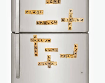 Oy Vey Shalom mazel tov Love Peace Ahavah jewish humor funny magnet Hanukkah gift scrabble tiles