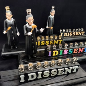 I Dissent Ruth Bader Ginsburg Hanukah Menorah Candle Holder Judaica RBG Jewish Gift