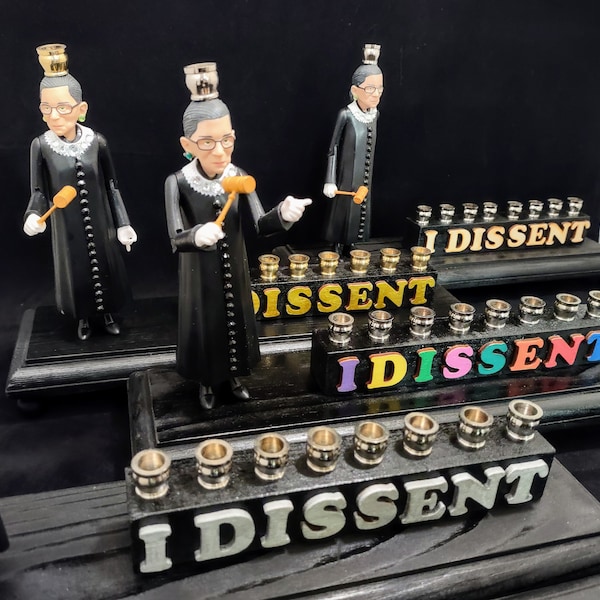 I Dissent Ruth Bader Ginsburg Hanukah Menorah Candle Holder Judaica RBG Jewish Gift