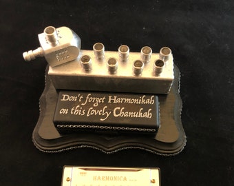 Harmonikkah Menorah Judaica Jewish Hanukkah Harmonica Gift Unique Rhinestones GLBTQ Pride