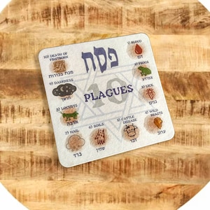 Passover Seder Ten 10 Plagues Coasters Set Jewish Judaica Pesach