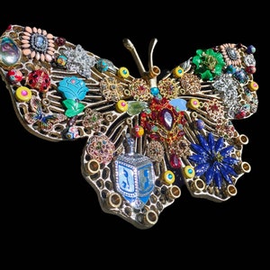 Butterfly Bling menorah, Butterfly Menorah, Vintage Menorah, Unique Menorah, Jewish, Judaica, Hanukkah, Hanukkiah