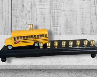 School Bus Hanukah Menorah Candle Holder Judaica Repurposed Jewish Shalom unique