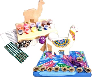 Haz tu propio kit de Menorá de Llama DIY Hanukkiah para niños Hanukkah Judaica Niños judíos