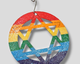 Decorazione a forma di stella di David arcobaleno, decorazione per l'orgoglio ebraico LGBTQ