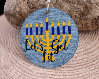 Jewish Ornament menorah hannukat  let’s get lit light my fire love light peace funny