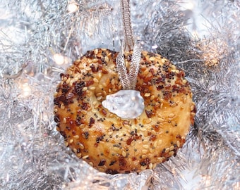 Handmade Bagel Ornament, Holiday Decoration