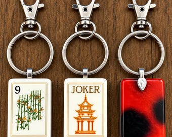 Key 麻雀 本物の麻雀牌キーホルダー｜麻雀ギフト｜麻雀バッグチャーム｜牌の色を