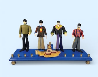 Collector Beatles Yellow Submarine Menorah Judaica Hanukkah Repurposed Figures John Lennon Ringo Paul McCarthy George Magnet Bottle Opener