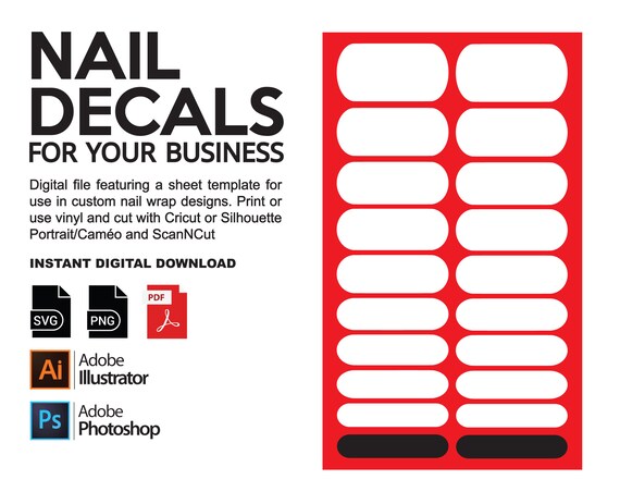 Nail Decals Wrap Template Cricut / Silhouette / 1 Model Fully - Etsy