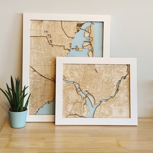Washington, DC - Aus Holz gravierte Karte