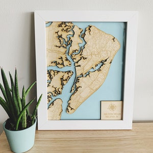 Hilton Head Island, SC: houtgegraveerde kaart
