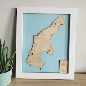 Saipan, KNMI - Holzgravierte Karte