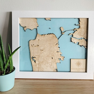 San Francisco, CA - Wood Engraved Map