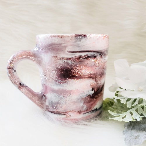 Pink Glitter Marble Wine Glass Coffee Mug or Tumbler Etsy