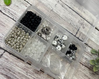 Kit para hacer pulseras de cuentas DIY / Cuentas variadas de vidrio, metal y acrílico, cordón elástico