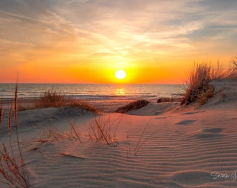 Quiet Beach Sunset / Duck Lake State Park / Beach / Sunset Print / Canvas / Metal Print / Michigan Photography