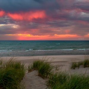 Cotton Candy Sky / Beach / Sunset / Michigan Photography / Wall Decor / Canvas / Metal Print / Wall Art