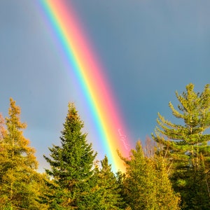 Rainbow Paints the Upper Peninsula Sky / Rainbow / Fall Wall Print / Michigan Photography / Upper Peninsula / Autumn / Canvas / Metal Print
