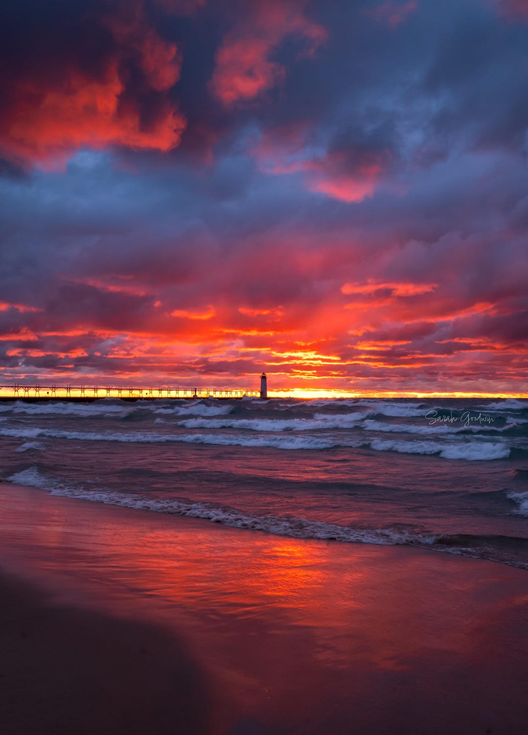 September Skies / Lighthouse / Waves / Michigan Photography / Manistee ...