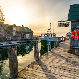 Golden Hour In Fishtown / Leland / Michigan Photography / Leelanau County / Nautical Wall Art / Canvas / Metal Print