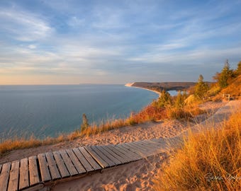 Bluffs of Gold / Sleeping Bear Dunes / M22 / Hiking / Scenic Overlook / Canvas / Metal Print