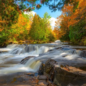 Fall At Bond Falls / Waterfall / Fall Wall Print / Michigan Photography / Upper Peninsula / Autumn / Canvas / Metal Print