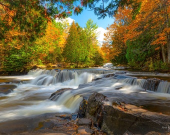 Fall At Bond Falls / Waterfall / Fall Wall Print / Michigan Photography / Upper Peninsula / Autumn / Canvas / Metal Print