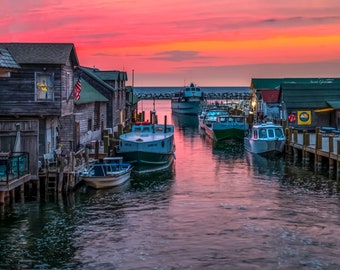 Painted Sky of Colors In Fishtown / Leland / Michigan Photography / Leelanau County / Nautical Wall Art / Canvas / Metal Print