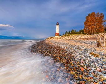 A Crisp Day At Crisp Point / Upper Peninsula / Whitefish Point / Lighthouse / Michigan Photography / Canvas / Metal Print