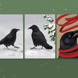 Corvids Crow Weihnachtsschnee Grußkarte | Vögel | Krähe | Rabe