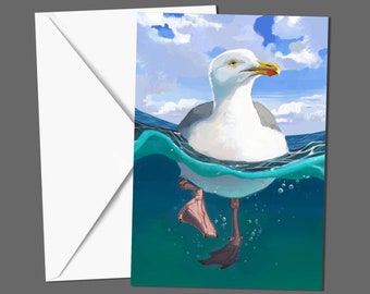 Herring Gull A5 Greeting Card | Large greeting card | Seagull