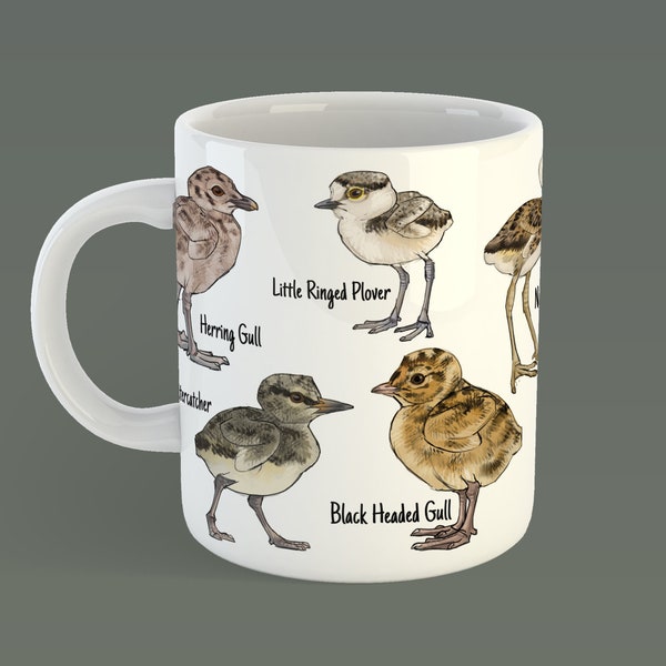 Shorebirds Ceramic Mug – Wader species Mug | Herring Gull Ringed Plover Oystercatcher Gull Lapwing Golden Plover Snipe Curlew Avocet